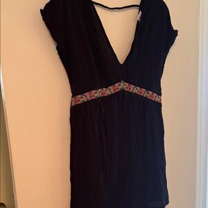 Black Dress with Colorful Waistband